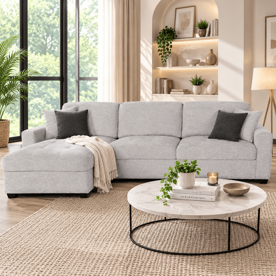 The Milano – Grey Charcoal Corner Sofa – Full-Length Chaise & Pocket Springs