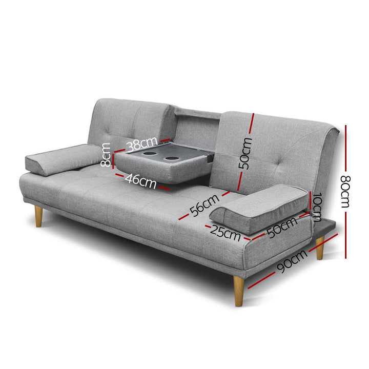 Nova Convertible Sofa Bed | 3-Seater, Grey Faux Linen &amp; Double Bed Conversion | Greenora Living Australia