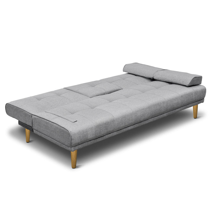 Nova Convertible Sofa Bed | 3-Seater, Grey Faux Linen &amp; Double Bed Conversion | Greenora Living Australia
