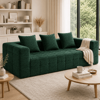 Monda 3-Seater Compressed Sofa – Woven Fabric & 30D Foam & 3 Back Pillows & Beige