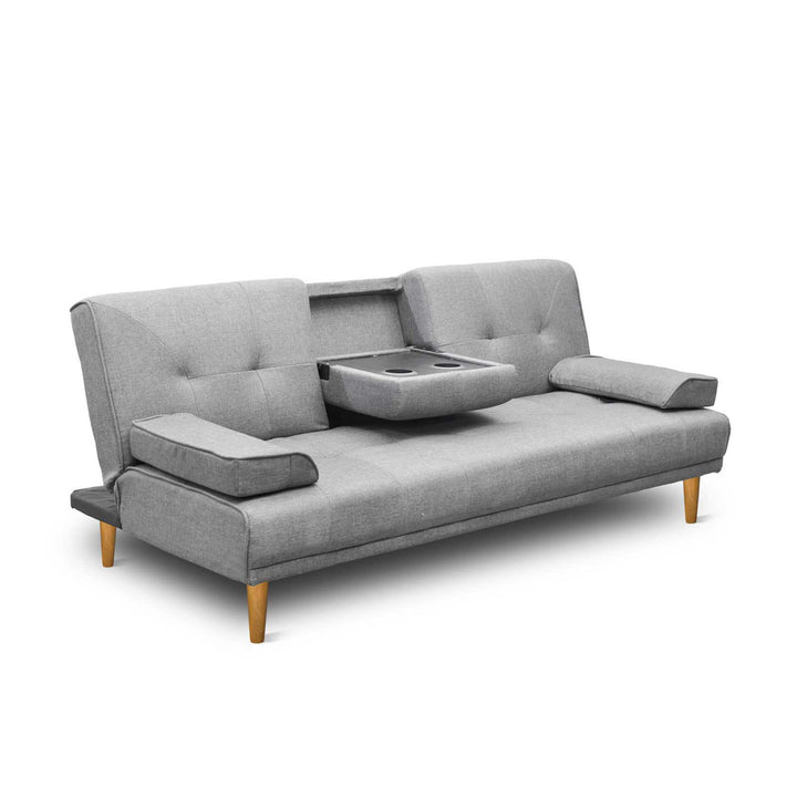 Nova Convertible Sofa Bed | 3-Seater, Grey Faux Linen &amp; Double Bed Conversion | Greenora Living Australia