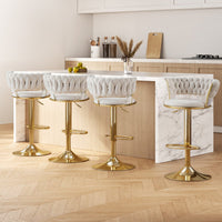 Ivory Clamshell Velvet Gas Lift Bar Stools (Set of 4) | Greenora Living Australia