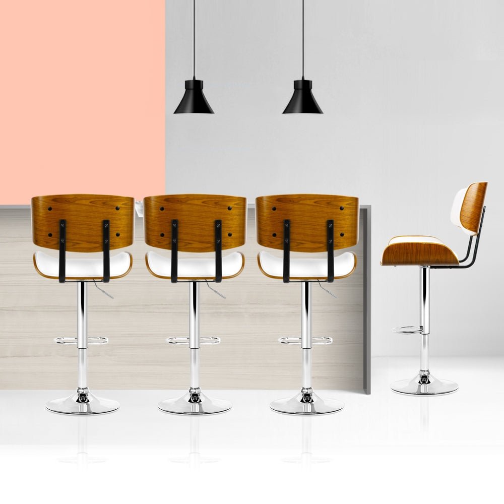 Nordic White Gas Lift Bar Stools (Set of 4) | Greenora Living Australia