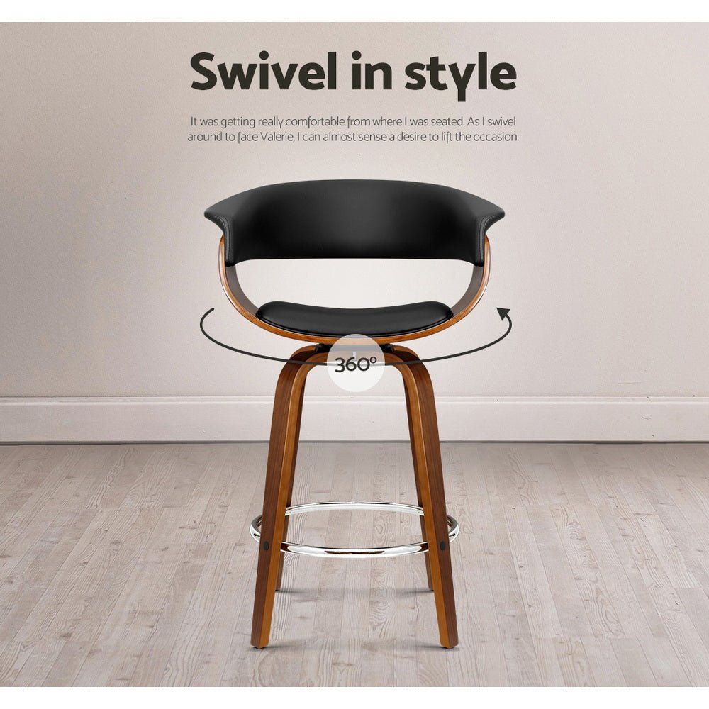 Bentwood Swivel Bar Stools with Armrests (Set of 4) | Greenora Living Australia