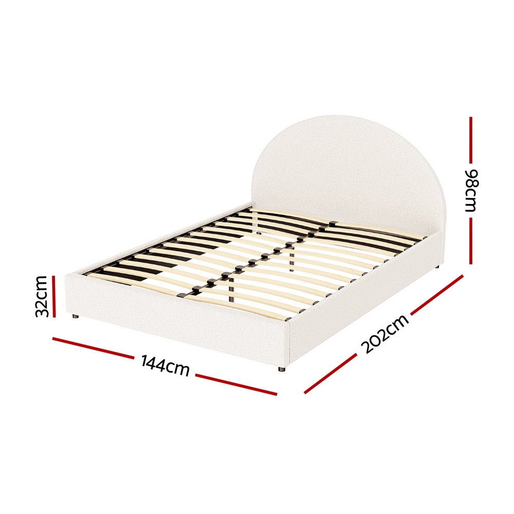 Ella Beige Boucle Double Bed Frame – Gas Lift Storage, Padded Headboard – product view 4