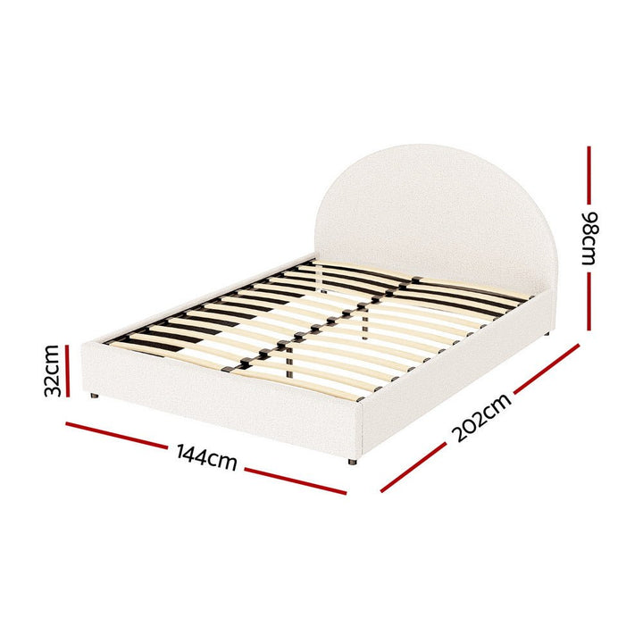 Ella Beige Boucle Double Bed Frame – Gas Lift Storage, Padded Headboard – product view 4