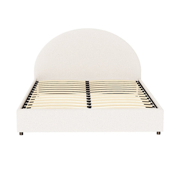 Ella Beige Boucle Double Bed Frame – Gas Lift Storage, Padded Headboard – product view 5