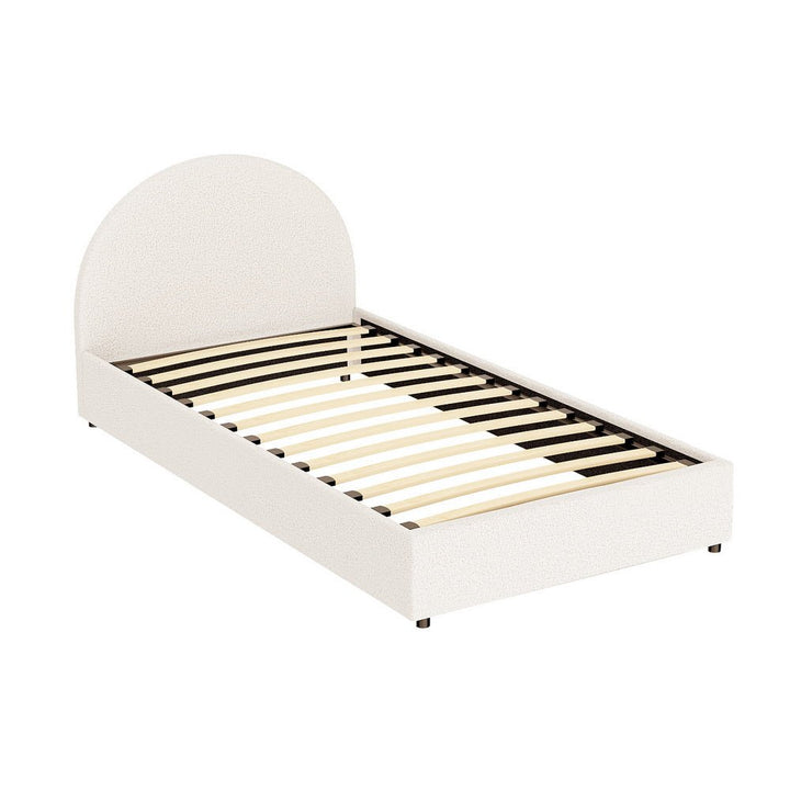 Ella Beige Boucle King Single Bed Frame – Gas Lift Storage, Padded Headboard – product view 3