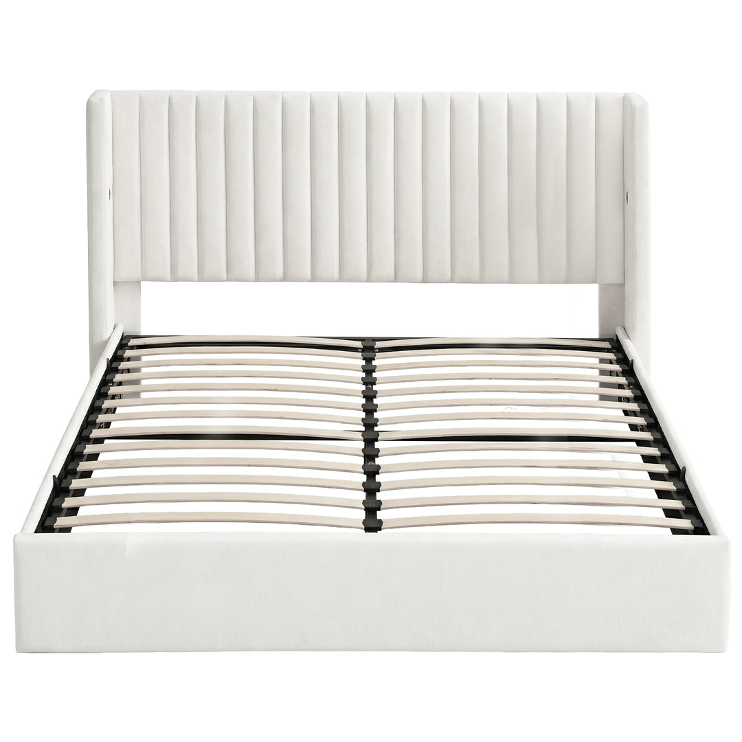 Celeste King Bed Frame – Gas Lift Storage &amp; USB &amp; Type-C Charging