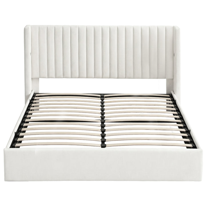 Celeste King Bed Frame – Gas Lift Storage &amp; USB &amp; Type-C Charging