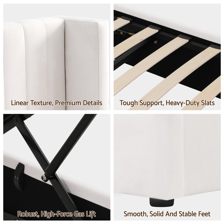 Celeste King Bed Frame – Gas Lift Storage &amp; USB &amp; Type-C Charging