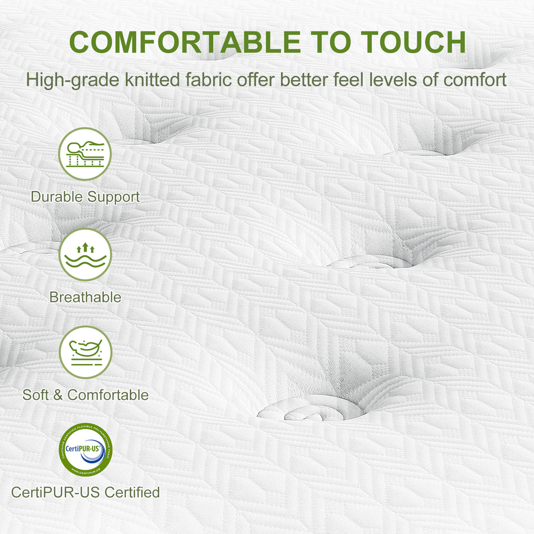 Neo White Boucle Single Bed Frame &amp; Mattress Bundle – Pocket Coil Hybrid | Medium Firm | 150kg - Greenora Living