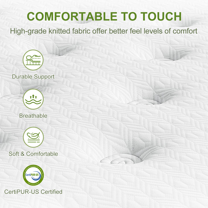 Neo White Boucle Single Bed Frame &amp; Mattress Bundle – Pocket Coil Hybrid | Medium Firm | 150kg - Greenora Living