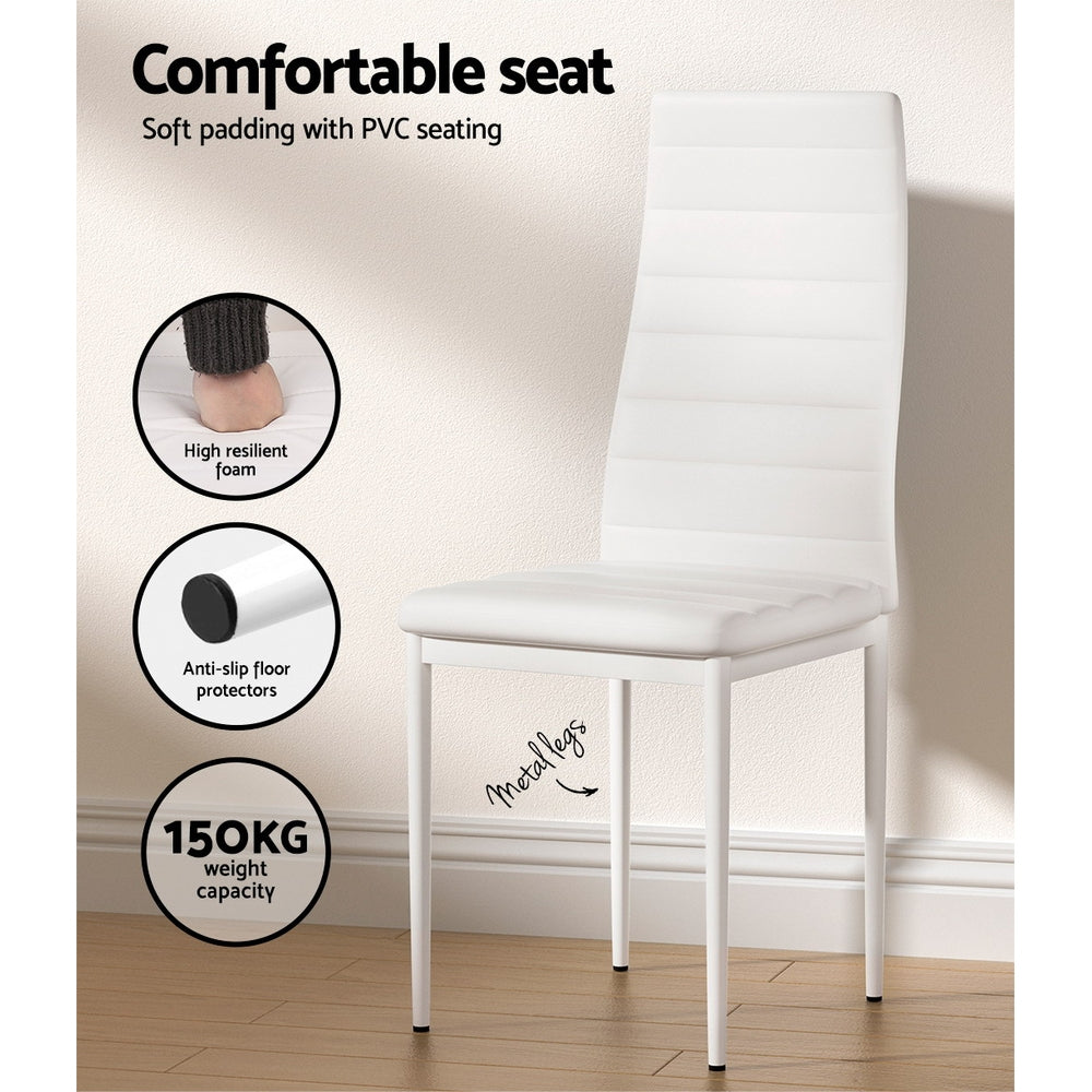 Blanc 7-Piece Dining Set – White MDF Table &amp; 6 PVC Padded Chairs - Greenora Living