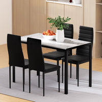 Marble-Effect Dining Table & 4 Chairs Set | 120cm, Black & White | Greenora Living Australia