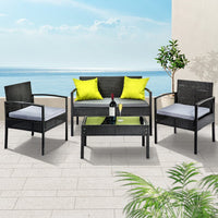 Saipan 4-Seater Outdoor Wicker Lounge Set | Lime Green | Aluminium Frame | Greenora Living Australia