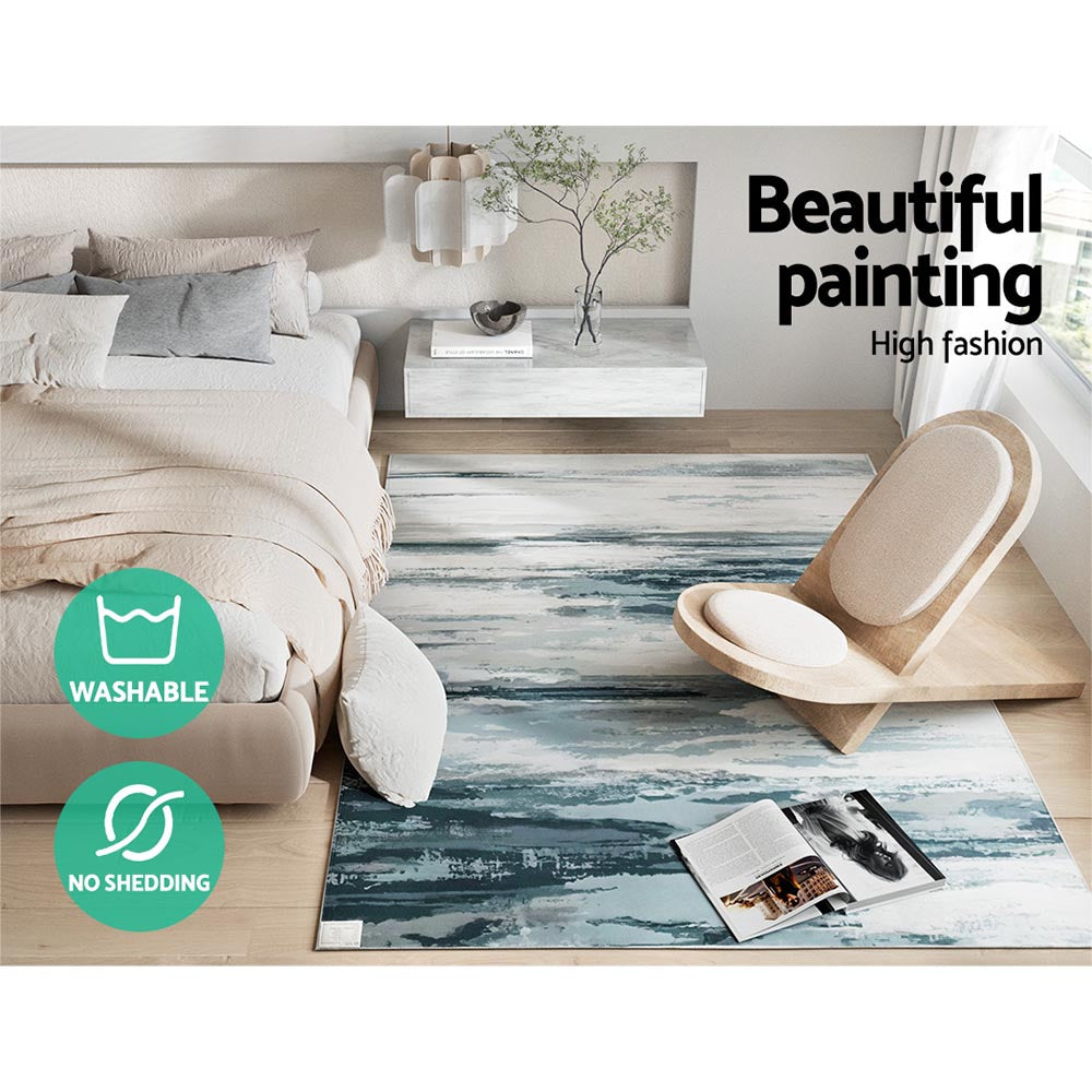 Washable Flannel Area Rug with Oil-Painting Design – 160x230cm - Greenora Living