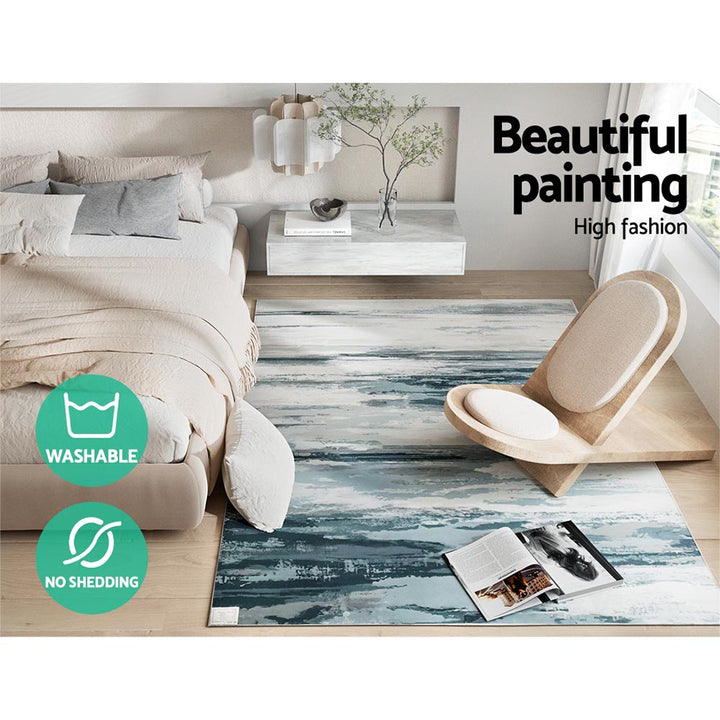 Washable Flannel Area Rug with Oil-Painting Design – 160x230cm - Greenora Living