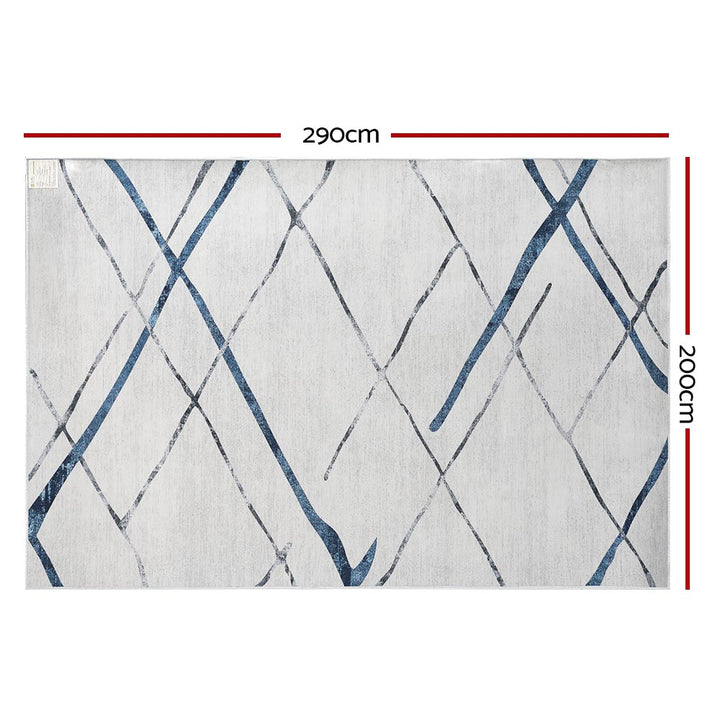 Geometric Washable Flannel Area Rug with Anti-Slip Base – 200x290cm - Greenora Living