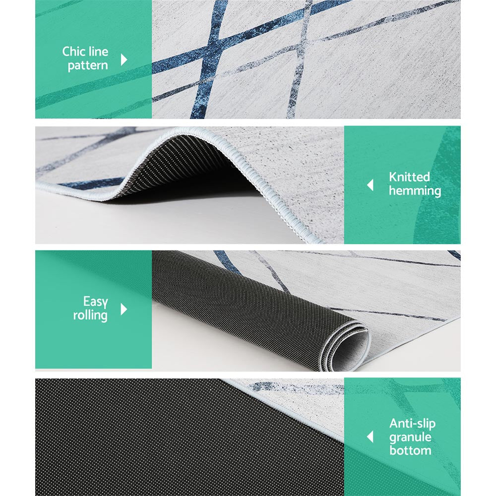 Geometric Washable Flannel Area Rug with Anti-Slip Base – 200x290cm - Greenora Living