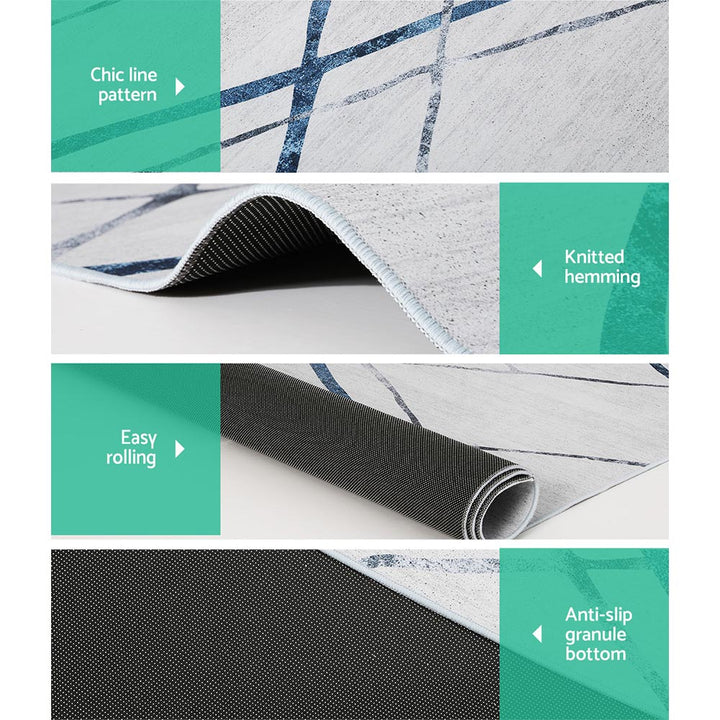 Geometric Washable Flannel Area Rug with Anti-Slip Base – 200x290cm - Greenora Living
