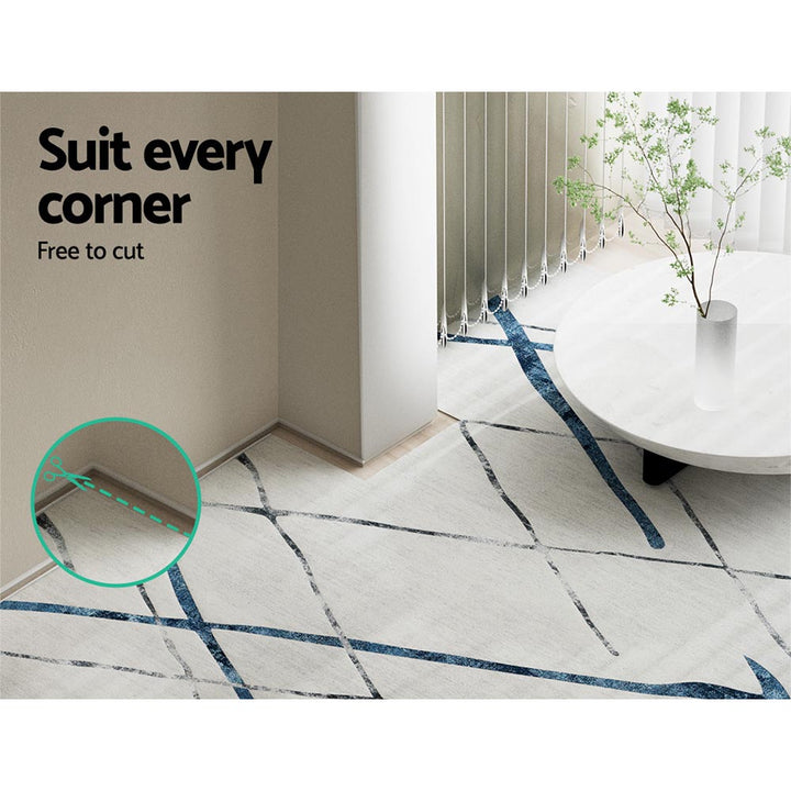 Geometric Washable Flannel Area Rug with Anti-Slip Base – 200x290cm - Greenora Living