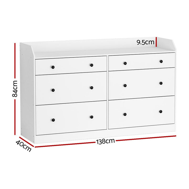 Arden 6-Drawer White Chest with Top Shelf – product view 4
