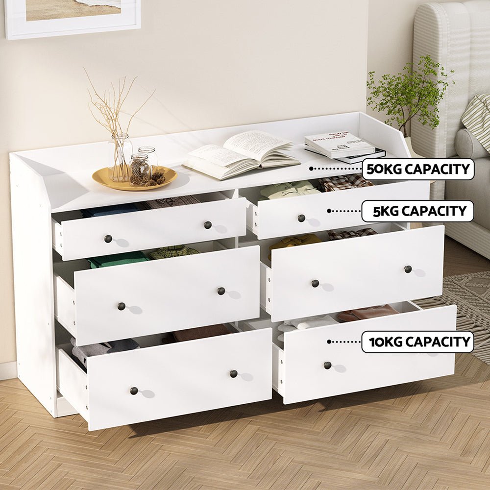 Arden 6-Drawer White Chest with Top Shelf – product view 6