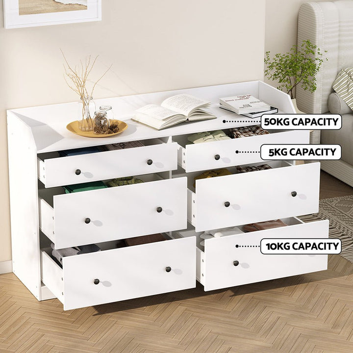 Arden 6-Drawer White Chest with Top Shelf – product view 6