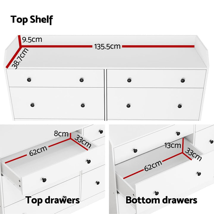Arden 6-Drawer White Chest with Top Shelf – product view 7