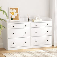 Arden 6-Drawer White Chest with Top Shelf