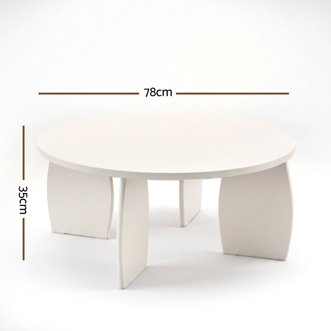 Luna 78cm High Gloss Round Coffee Table – Cream White – product view 4