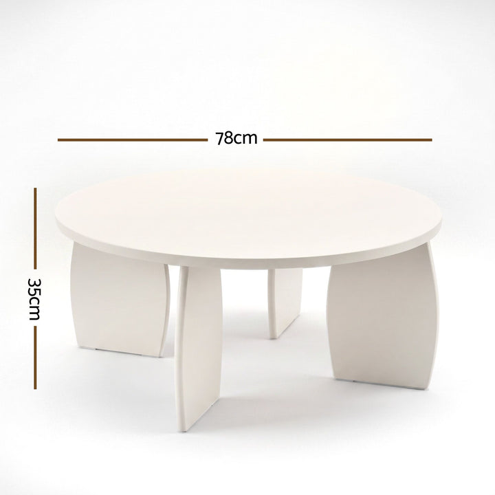 Luna 78cm High Gloss Round Coffee Table – Cream White – product view 4