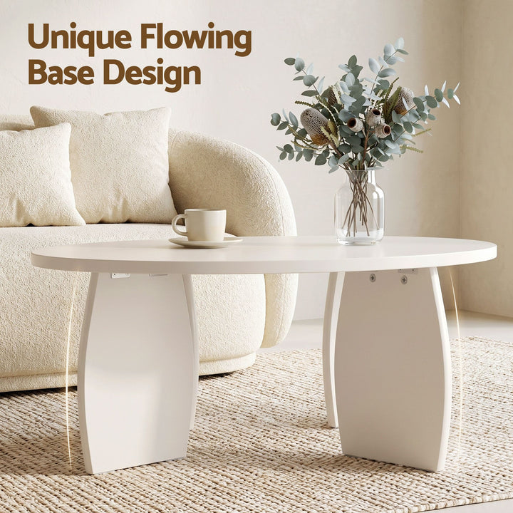 Luna 78cm High Gloss Round Coffee Table – Cream White – product view 2