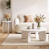 Luna 78cm High Gloss Round Coffee Table – Cream White