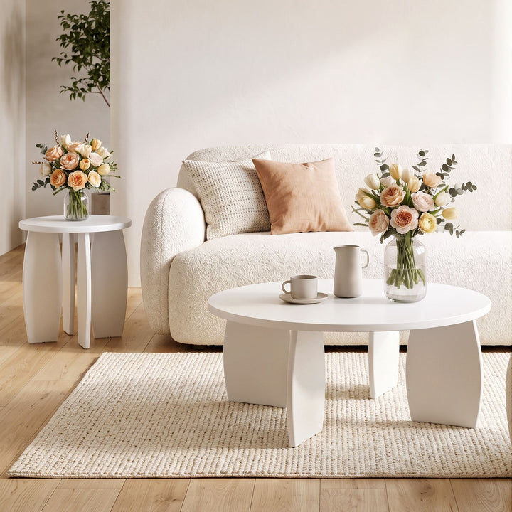 Luna 78cm High Gloss Round Coffee Table – Cream White