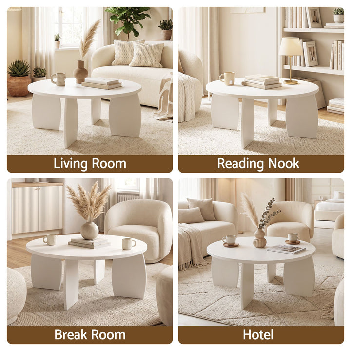 Luna 78cm High Gloss Round Coffee Table – Cream White – product view 8