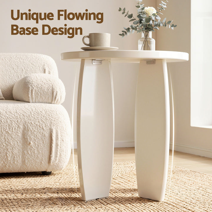 Luna High Gloss Round Coffee &amp; Side Table Set – Cream White – product view 8