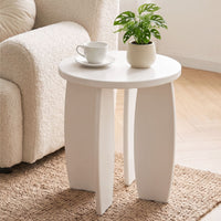 Luna 40cm High Gloss Round Side Table – Cream White