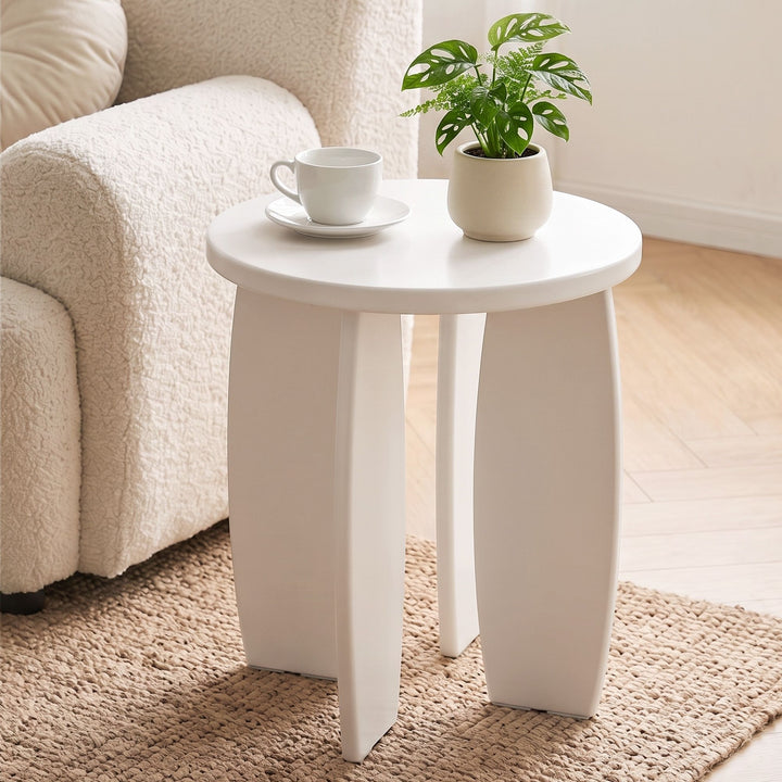 Luna 40cm High Gloss Round Side Table – Cream White