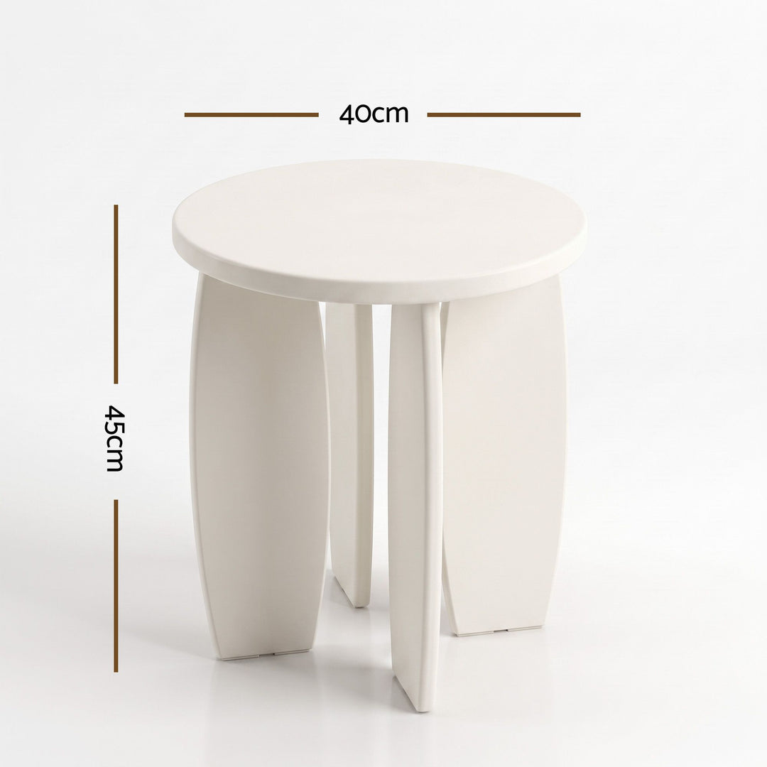 Luna 40cm High Gloss Round Side Table – Cream White – product view 4
