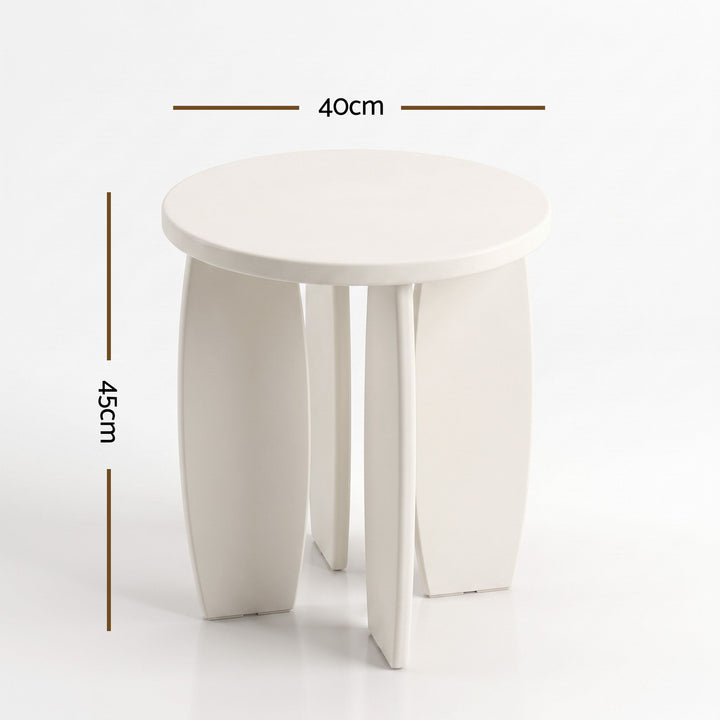 Luna 40cm High Gloss Round Side Table – Cream White – product view 4