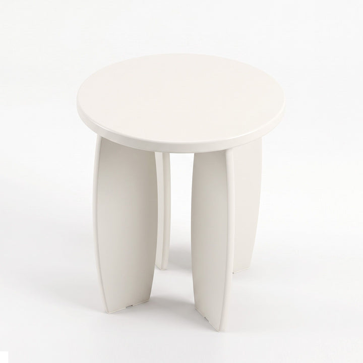 Luna 40cm High Gloss Round Side Table – Cream White – product view 5