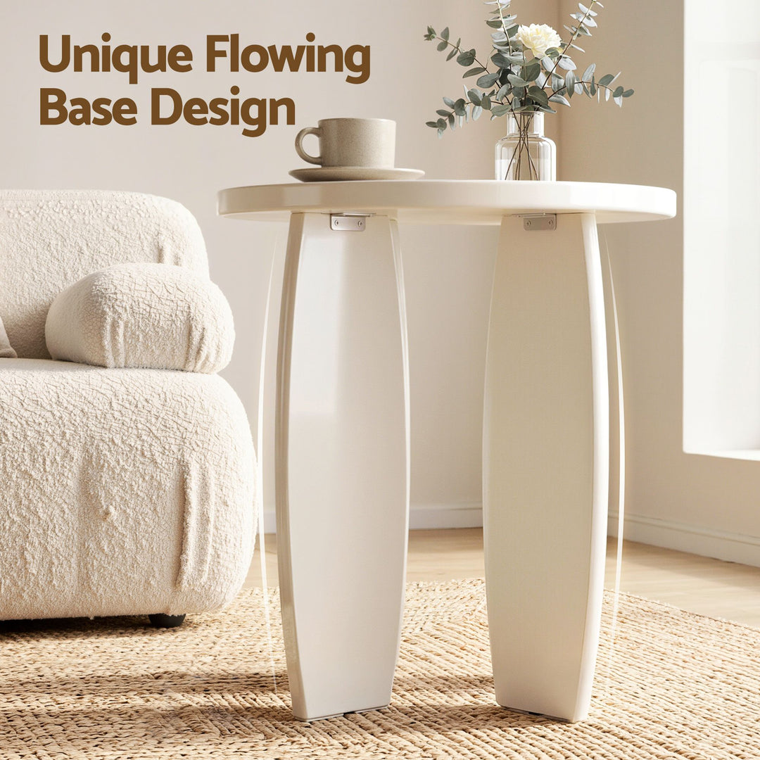 Luna 40cm High Gloss Round Side Table – Cream White – product view 2