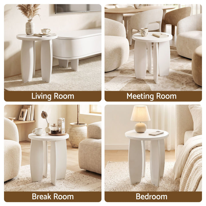Luna 40cm High Gloss Round Side Table – Cream White – product view 9