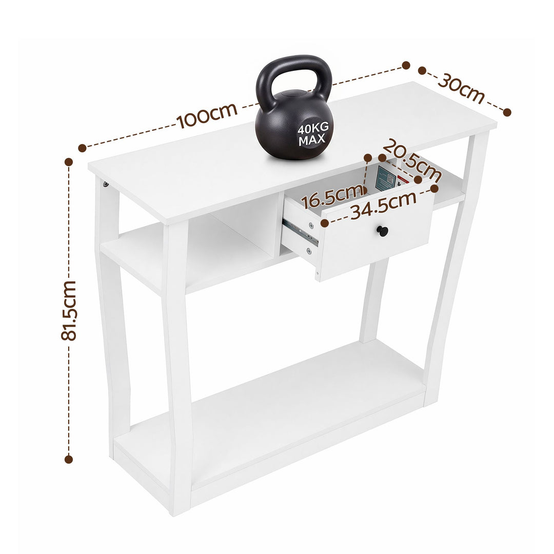 Liora White Console Table with Drawer &amp; Shelves – product view 4