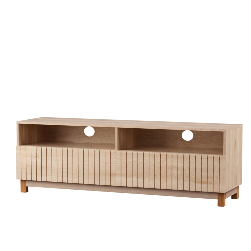 Flute Marble TV Entertainment Unit – Fluted Drawers & Marble-Effect Top | Pine & Rubberwood | 150cm - Greenora Living
