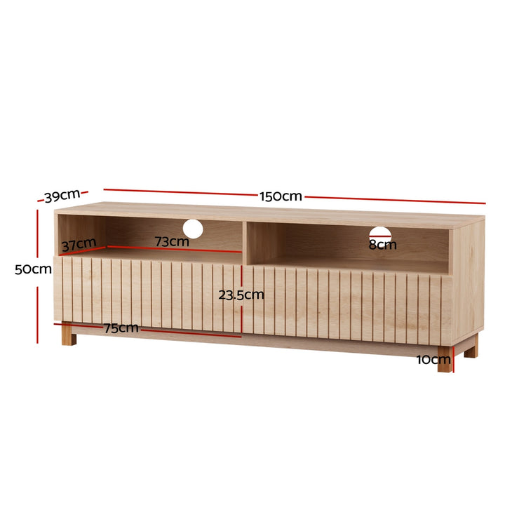 Flute Marble TV Entertainment Unit – Fluted Drawers &amp; Marble-Effect Top | Pine &amp; Rubberwood | 150cm - Greenora Living