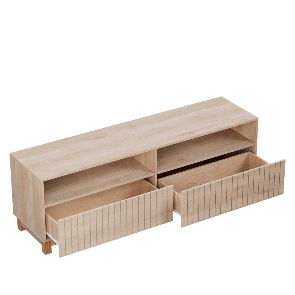Flute Marble TV Entertainment Unit – Fluted Drawers &amp; Marble-Effect Top | Pine &amp; Rubberwood | 150cm - Greenora Living