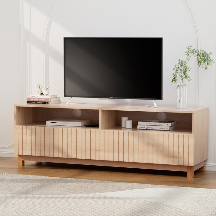 Flute Marble TV Entertainment Unit – Fluted Drawers &amp; Marble-Effect Top | Pine &amp; Rubberwood | 150cm - Greenora Living
